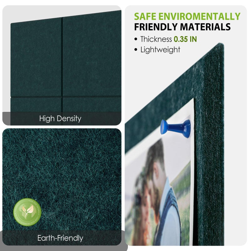 ماكسجير لوحة الفلين الكبيرة من MaxGear للجدار مقاس 91.44 سم × 60.96 سم، لوحة إعلانات باللون الأخضر الداكن، 6 عبوات من بلاط الحائط مع دبابيس الدفع، لوحات الفلين للمكتب - Image 3